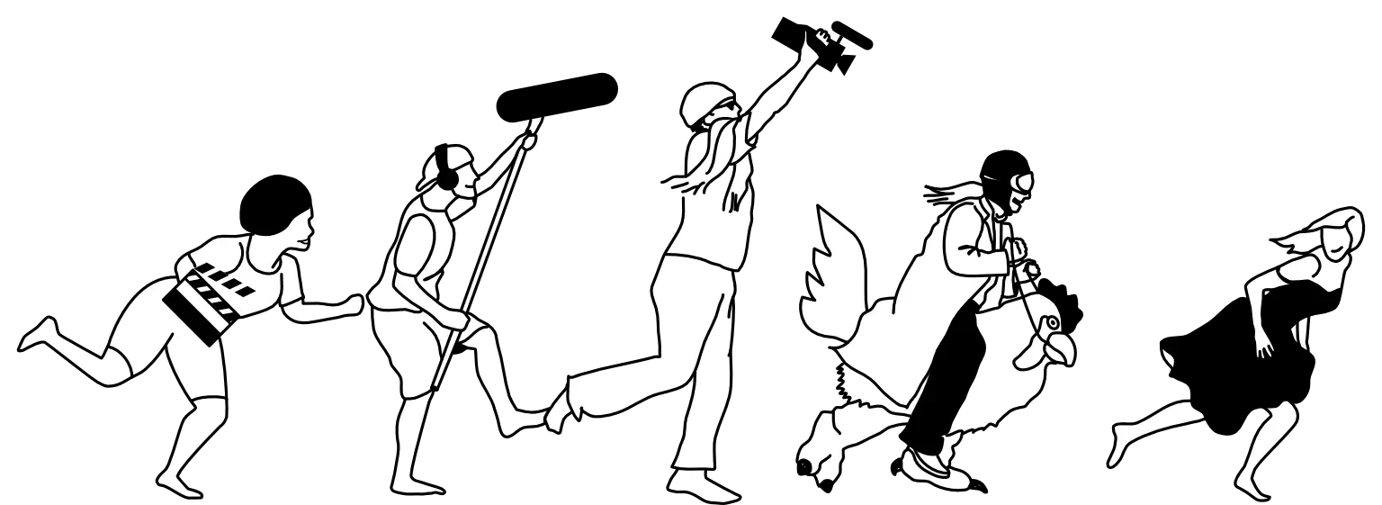 Stinkwater logo image of five people shooting a film